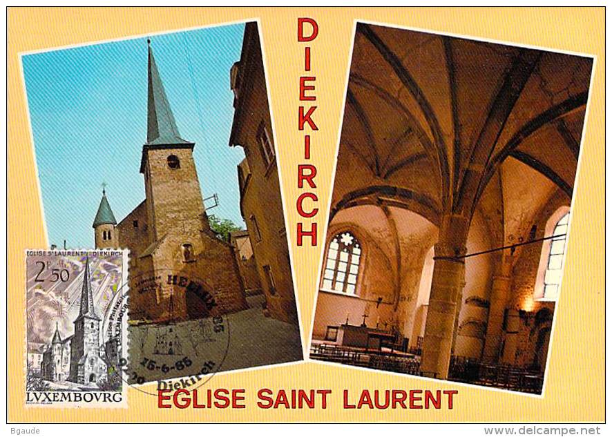 LUXEMBOURG  CARTE PHILATELIQUE      NUM-YVERT  611 DIEKIRCH EGLISE ST LAURENT - Maximumkarten