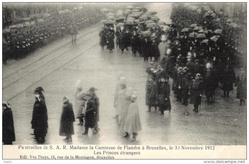 Belgique - Lot de 9 cartes - Funérailles de la Comtesse de Flandre, le 30 novembre 1912. (sannées en recto verso).