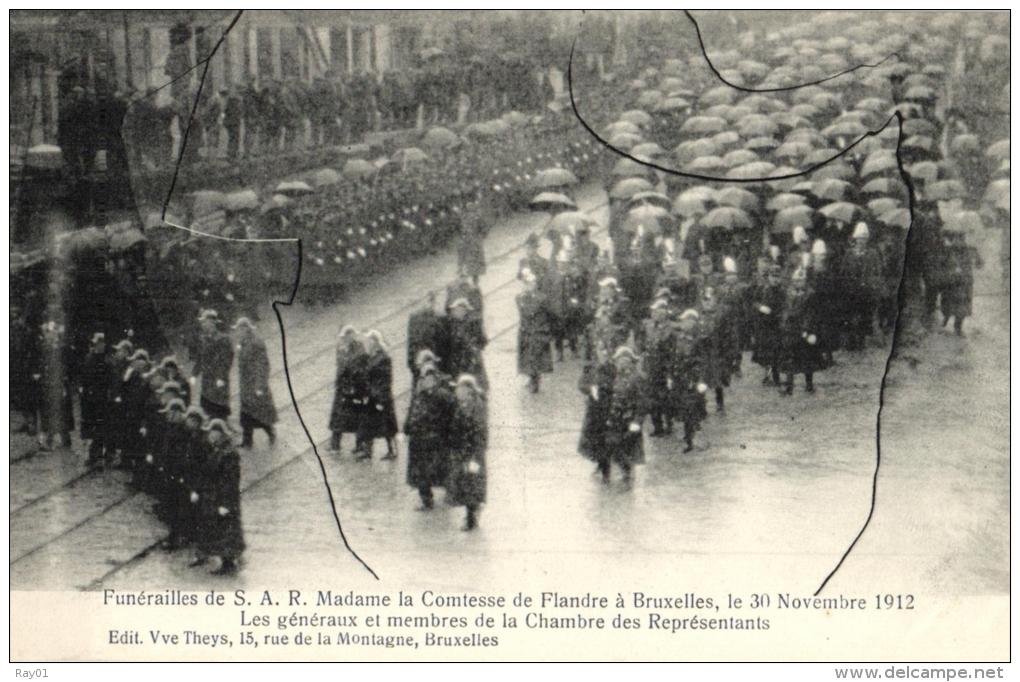 Belgique - Lot de 9 cartes - Funérailles de la Comtesse de Flandre, le 30 novembre 1912. (sannées en recto verso).