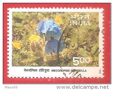 INDIA USATO - 1996 - Himalayan Ecology - Meconopsis Horridula - 5 &#8360; - Michel IN 1504 I - Oblitérés