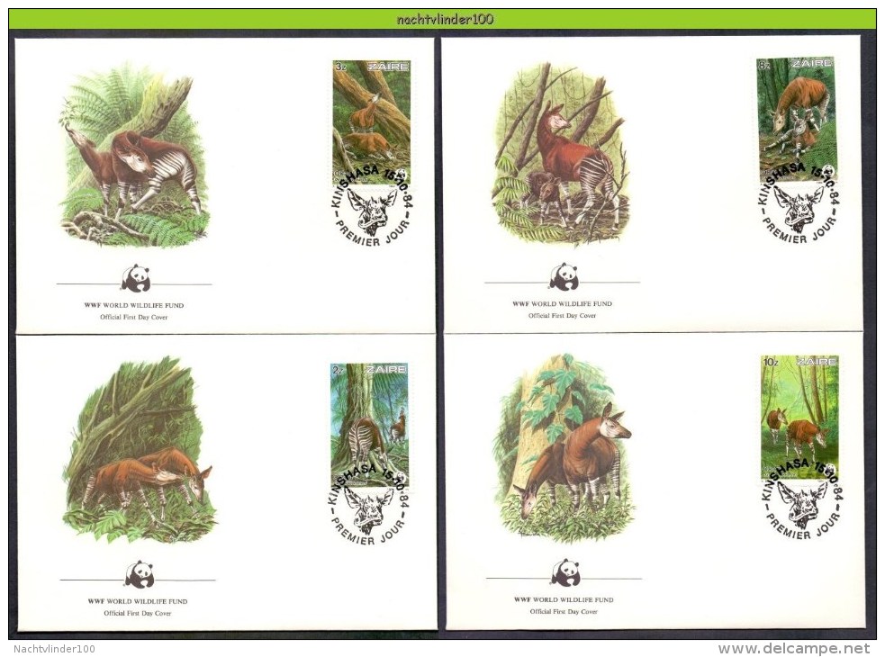 Mys018fb WWF FAUNA ZOOGDIEREN OKAPI MAMMALS ZAÏRE 1984 FDC'S - FDC