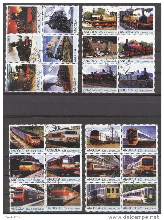 Angola 2000 Trains, 4 Blocks, Used AS.096 - Angola