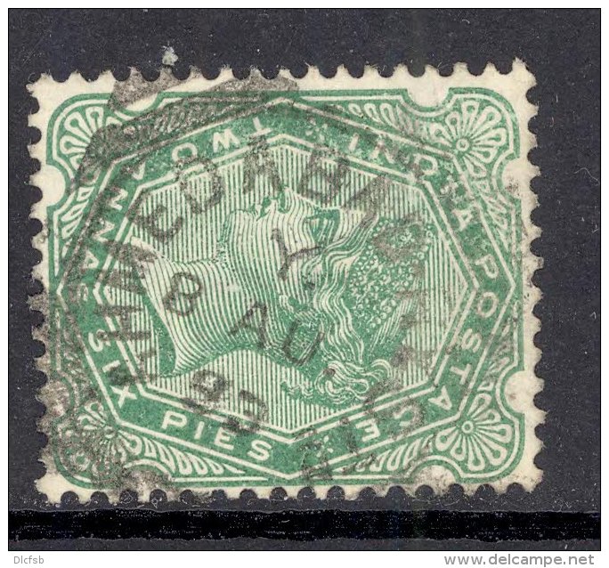 INDIA, Squared Circle Postmark &acute;AHMEDABAD RY STN&acute; On Q Victoria Stamp - 1882-1901 Empire