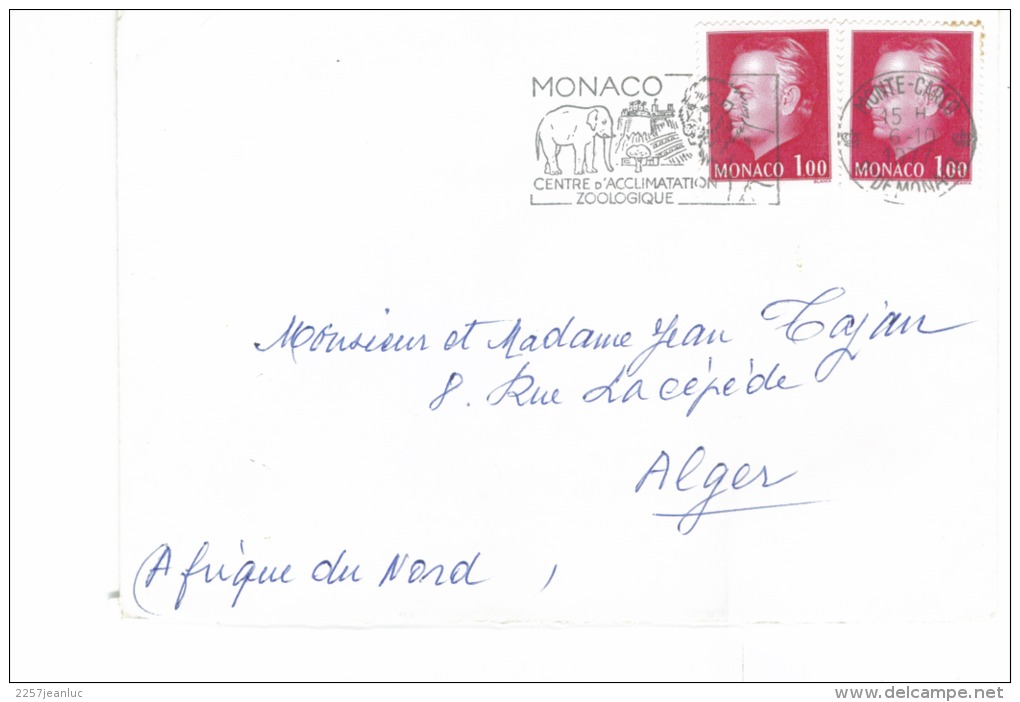 Timbres  Et Belle Marque Postale  Centre D'acclimatisation Zoologique Sur Lettre  Pour Alger 1977 - Cartas & Documentos