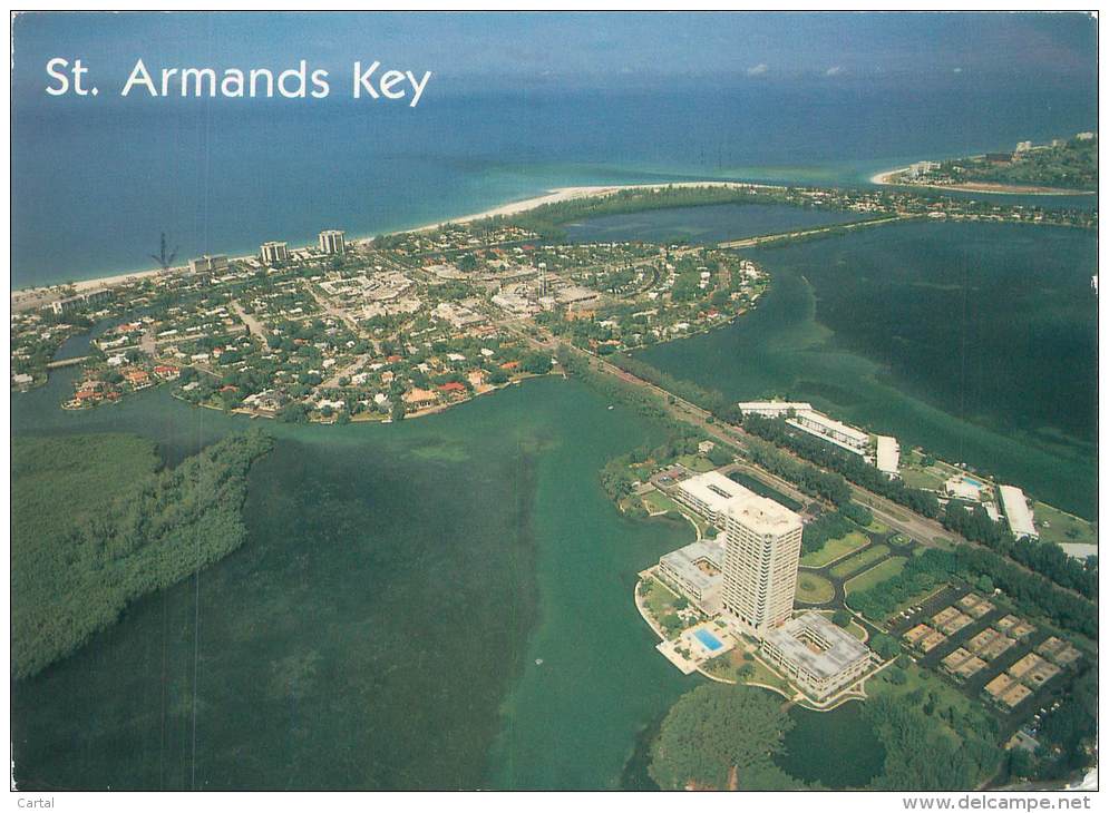 CPM - ST. ARMANDS KEY - Air View Showing Miles Of Beautiful Beach - Sarasota