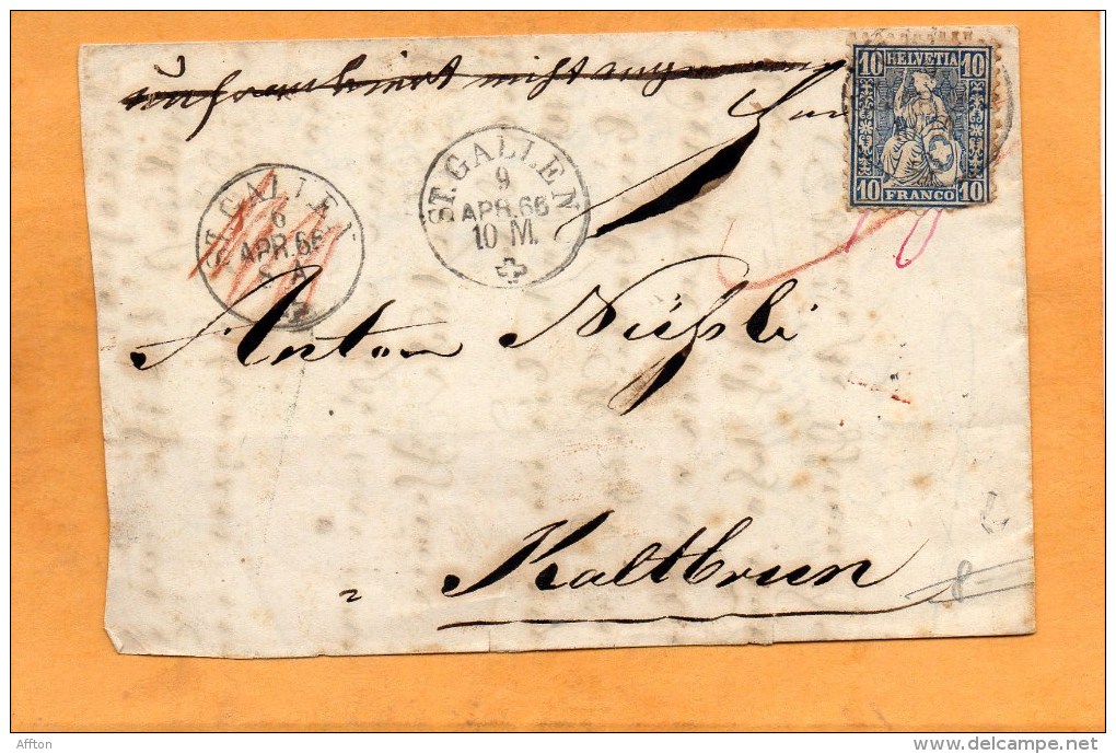 Switzerland 1866 Cover Mailed - Brieven En Documenten