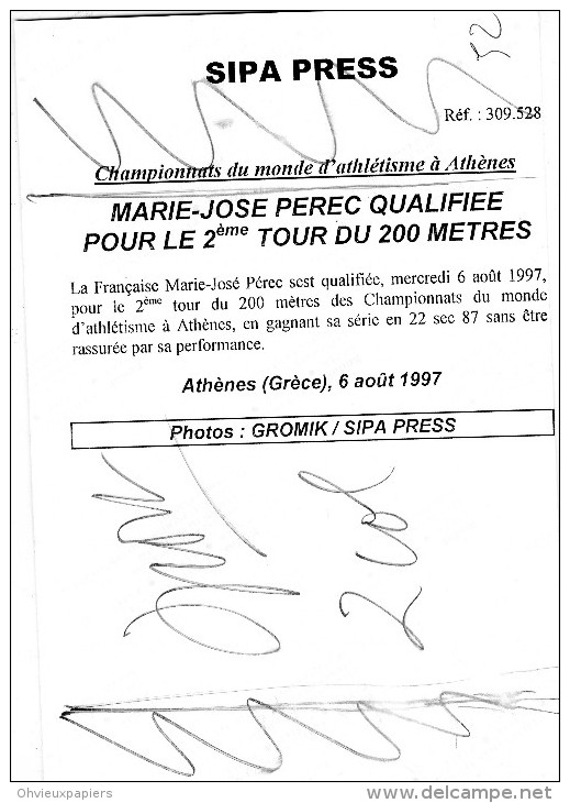 Photo Originale De Presse - ATHLETISME  , Marie-josé  PEREC  Championnats Du Monde à ATHENES  En 1997 - Sports