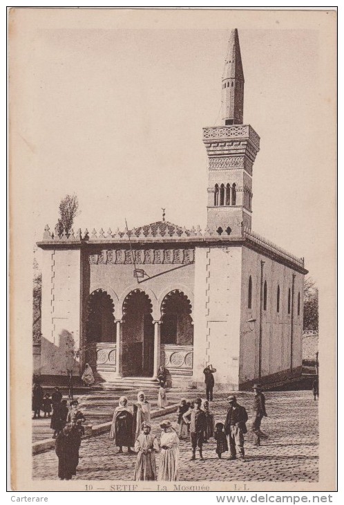 Carte Postale Ancienne,algérie Française,colonie,Maghreb ,SETIF En 1900,mosquée,fidele,pavés ,haitants Du Pays - Setif