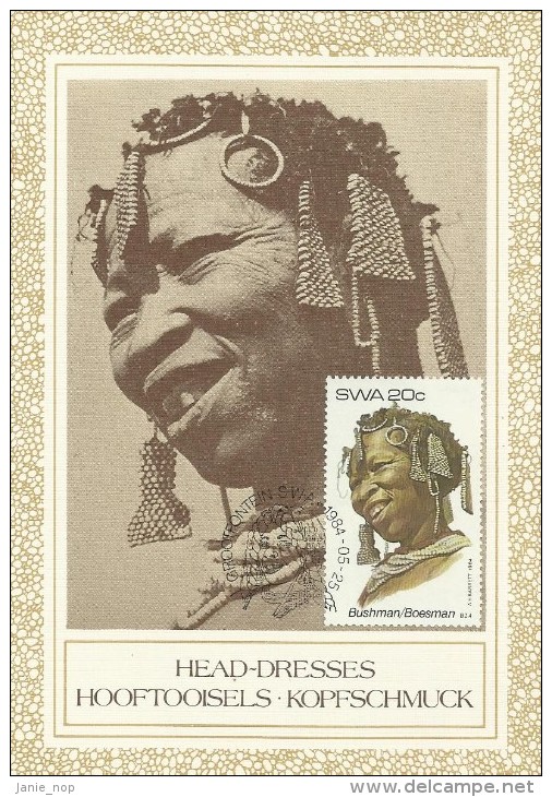 South West Africa 1984 Headdresses, Bushman, Maximum Card - Other & Unclassified