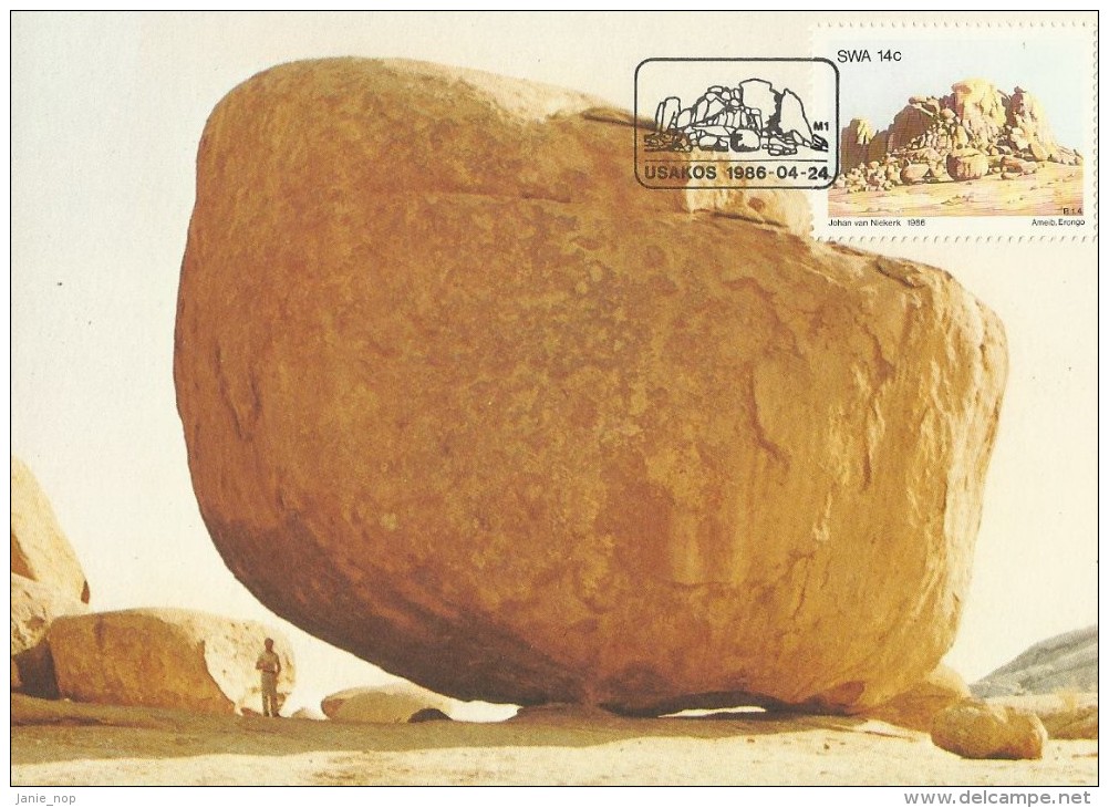 South West Africa 1986 Rock Formation, 14c Granite Bornhardt, Maximum Card - Other & Unclassified