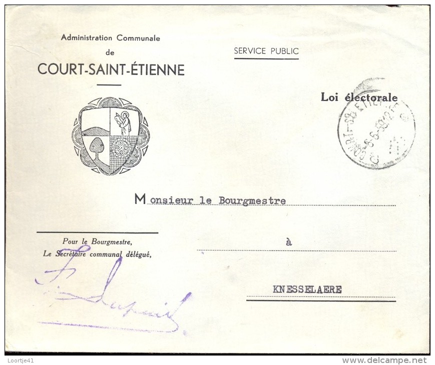 Enveloppe Omslag Gemeente Court-Saint-Etienne 6-6-1959 - Briefe