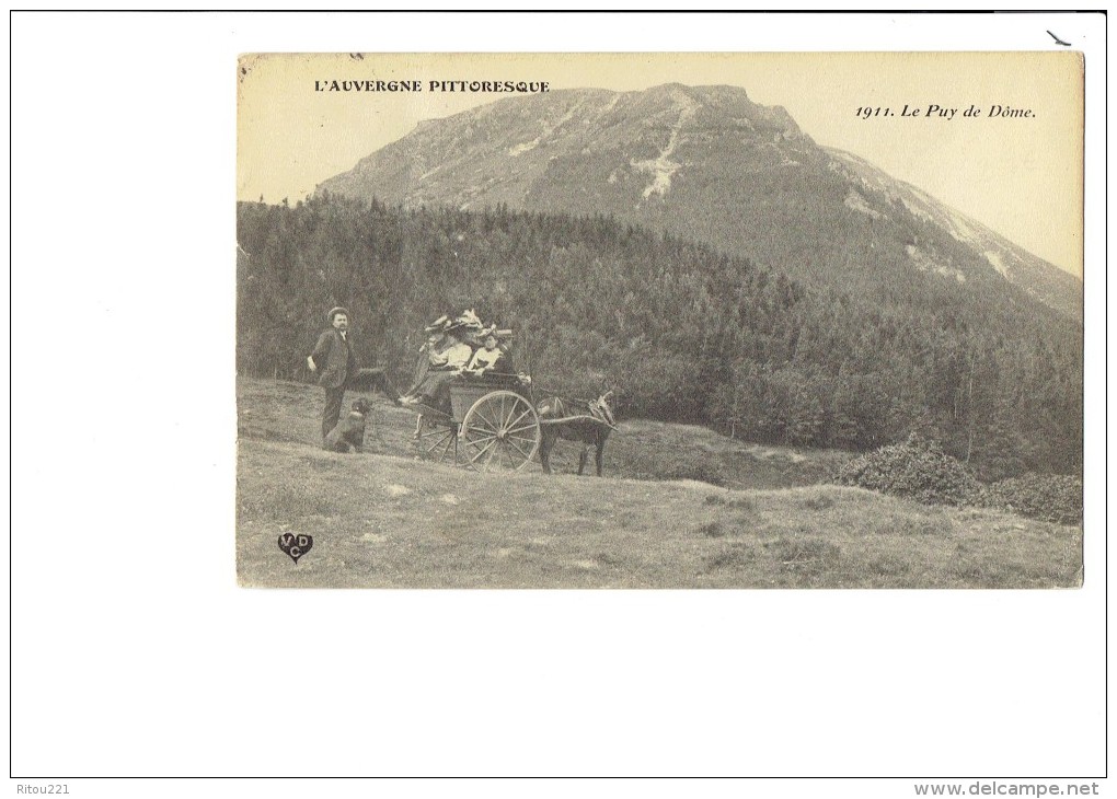 63- L'Auvergne Pittoresque - Le Puy De Dôme - N°1911 - Attelage Cheval Calèche Femmes Homme Chien - 1907 - Sonstige & Ohne Zuordnung