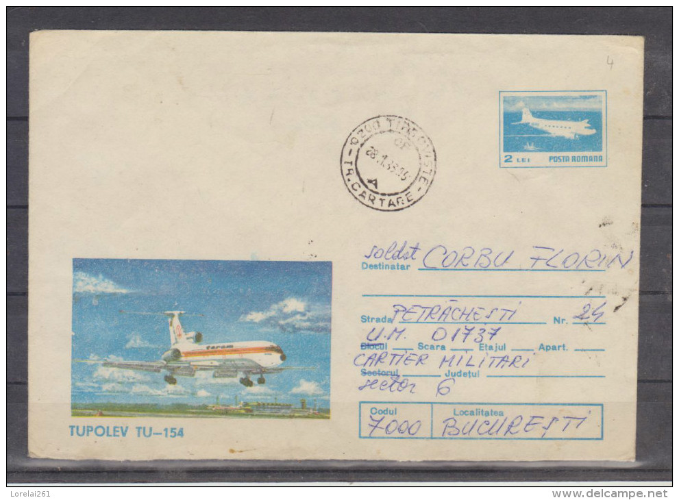 CARTE POSTALA  -TUPOLEV TU-154 - Briefe U. Dokumente