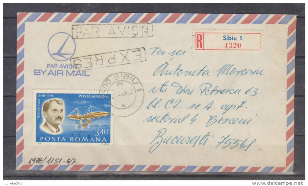 1980 - Scrisoare Circulata Prin Avion - Storia Postale