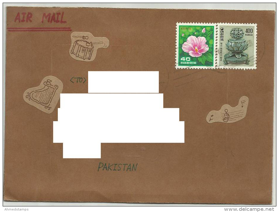 POSTAL USED COVER TO PAKISTAN RECIVER ADDRESS REMOVE BY COMPUTER  FLOWERS - Korea (...-1945)