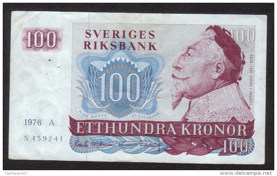 Billet : SUEDE . 100 KRONOR . 1976 A . Série : N 459241 - Suecia