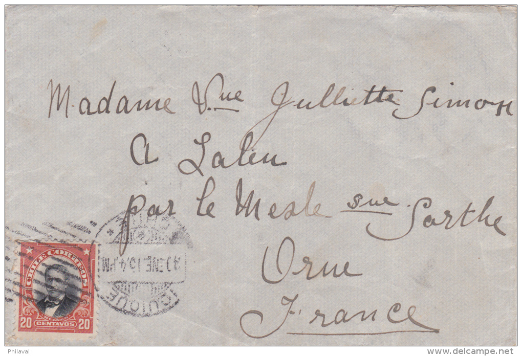 Chili : Petite Lettre 14 X 9 Cms., Affranchie Le 5.3.1915 - Chili