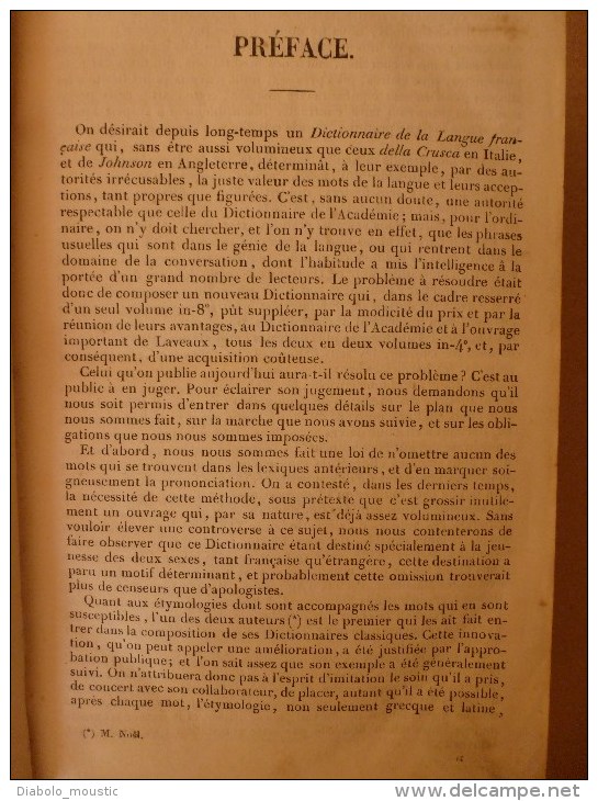 1843  NOUVEAU DICTIONNAIRE DE LA LANGUE FRANCAISE ( reliure cuir)  par M. Noël et M. Chapsal