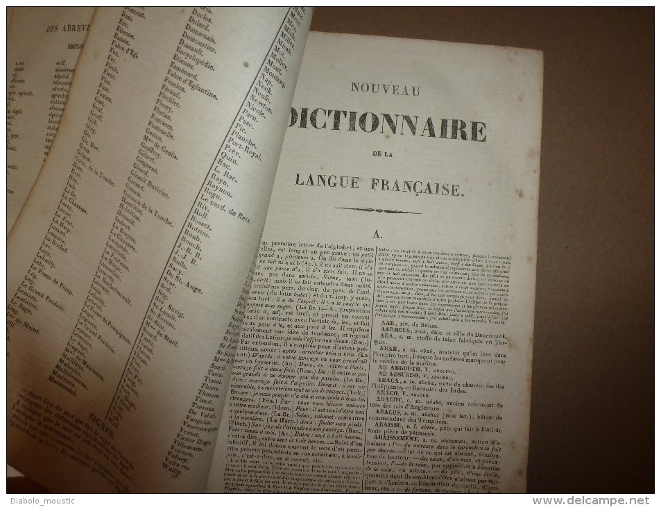 1843  NOUVEAU DICTIONNAIRE DE LA LANGUE FRANCAISE ( reliure cuir)  par M. Noël et M. Chapsal