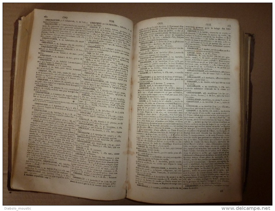 1843  NOUVEAU DICTIONNAIRE DE LA LANGUE FRANCAISE ( reliure cuir)  par M. Noël et M. Chapsal