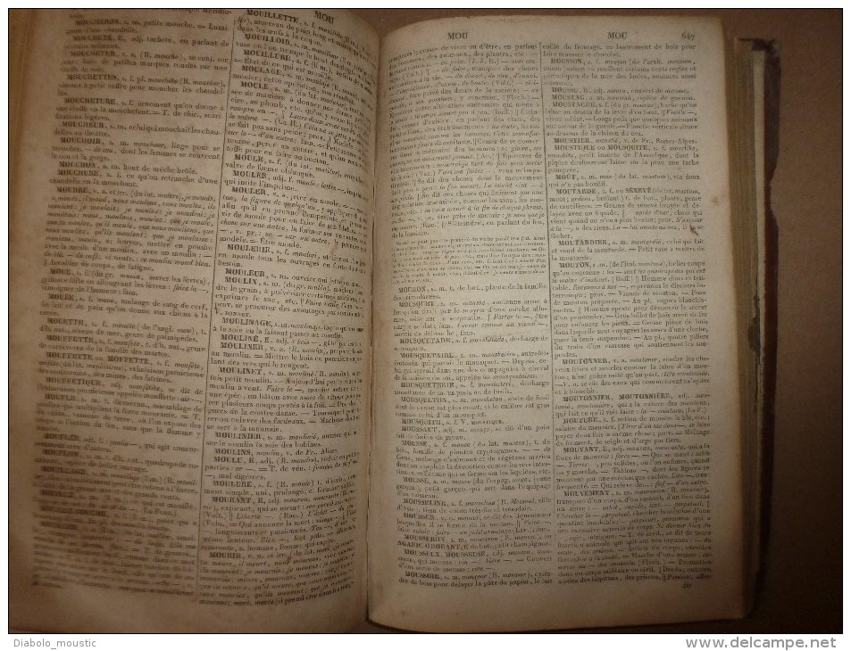 1843  NOUVEAU DICTIONNAIRE DE LA LANGUE FRANCAISE ( reliure cuir)  par M. Noël et M. Chapsal