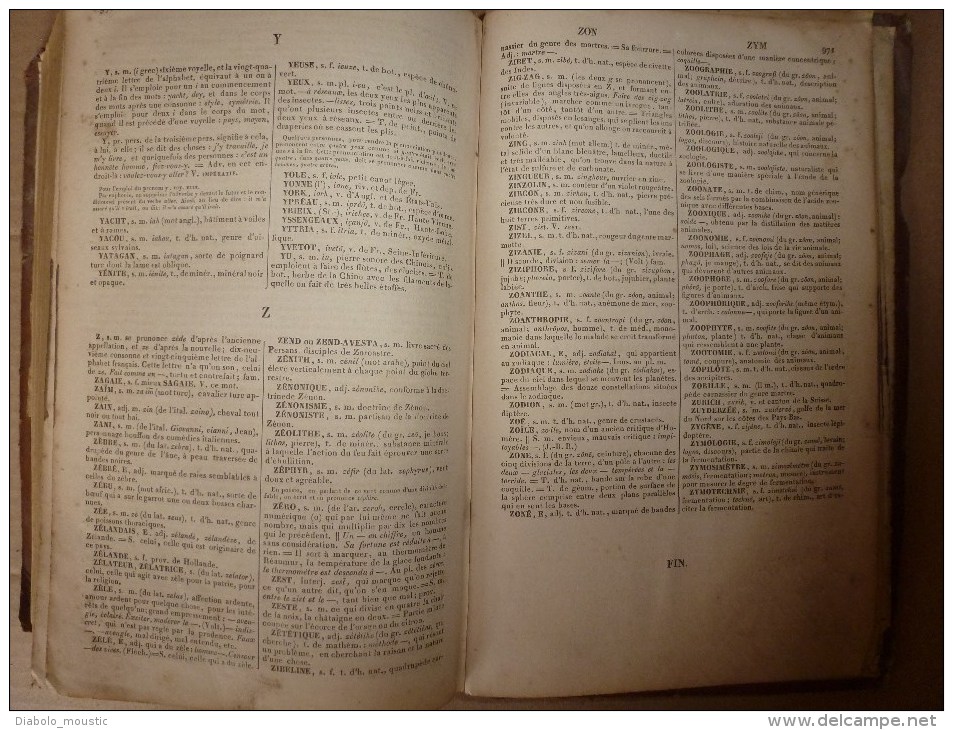 1843  NOUVEAU DICTIONNAIRE DE LA LANGUE FRANCAISE ( reliure cuir)  par M. Noël et M. Chapsal