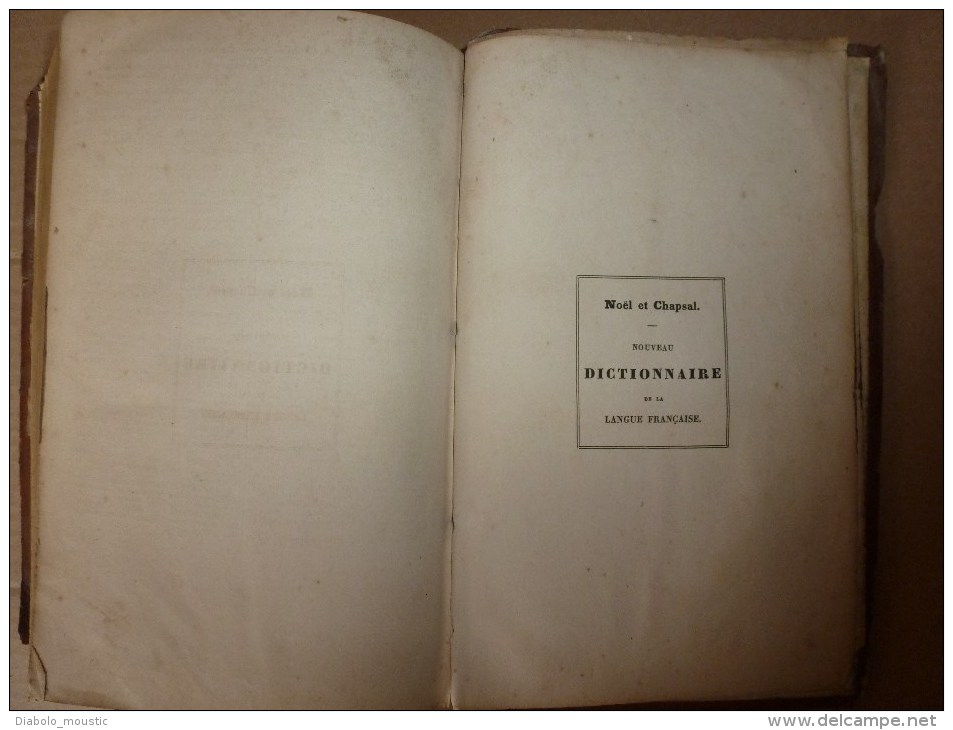 1843  NOUVEAU DICTIONNAIRE DE LA LANGUE FRANCAISE ( reliure cuir)  par M. Noël et M. Chapsal