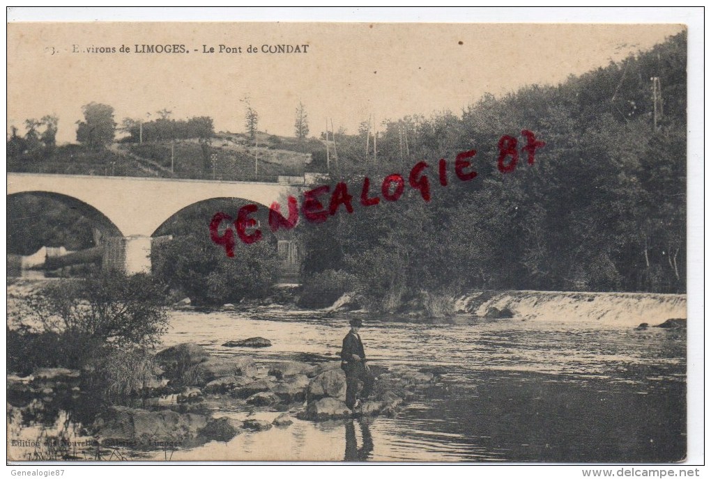 87 - CONDAT SUR VIENNE - LE PONT   PECHEUR A LA LIGNE - Condat Sur Vienne