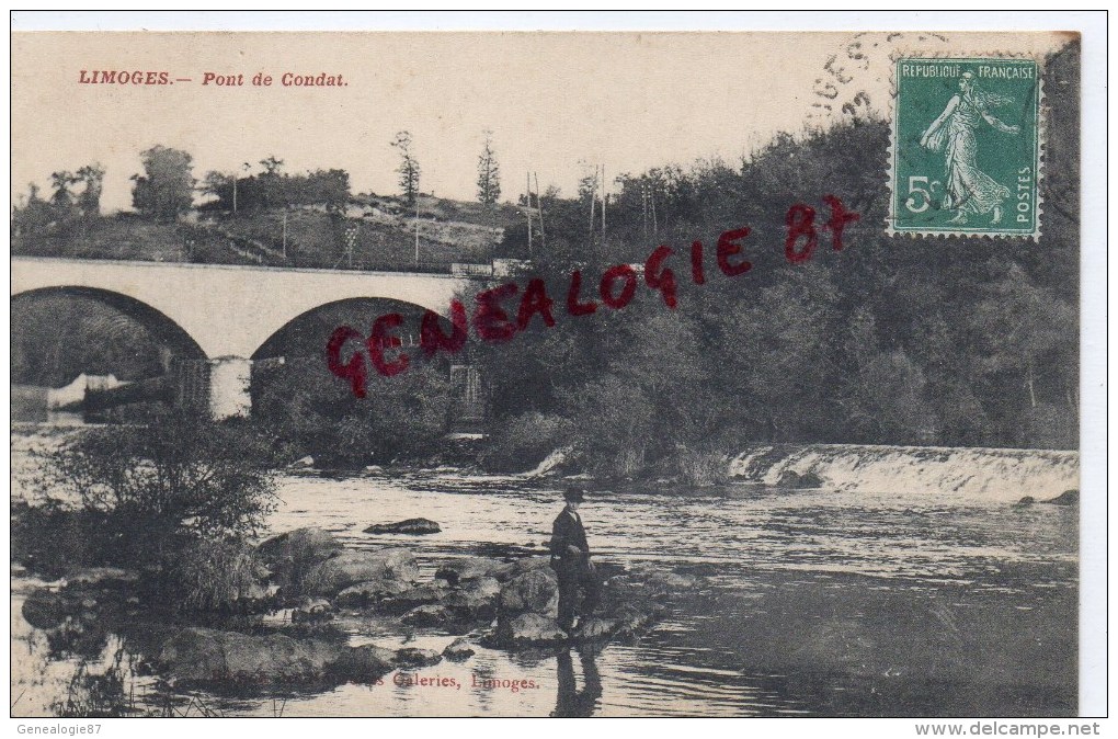 87 - CONDAT SUR VIENNE - LE PONT- PECHEUR A LA LIGNE   EDITEUR NOUVELLES GALERIES - Condat Sur Vienne