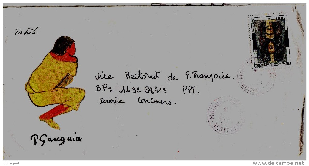 Lettre De Polynésie Française Ornée D'une Reproduction De Gauguin- TàD De Mataura-Tubuai De 2004 Sur N°698 De 2003 - Briefe U. Dokumente