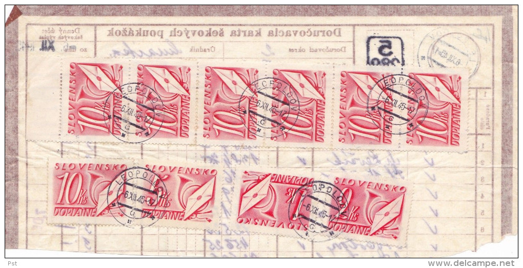 Slovakia - Delivery Of Card Check Voucher, Leopoldov, Date: 6.12.1945 - Covers & Documents