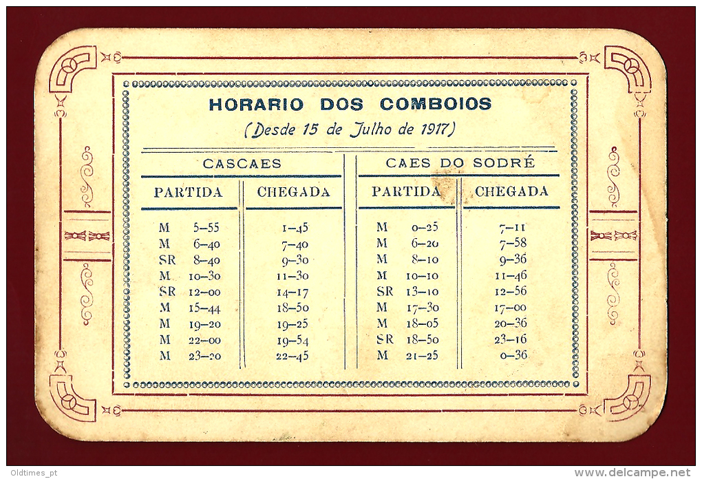 PORTUGAL - CASCAIS - CASINO DA PRAIA - HORARIO DE COMBOIOS - 1917 OLD ADVERTISING SCHEDULE - Europe