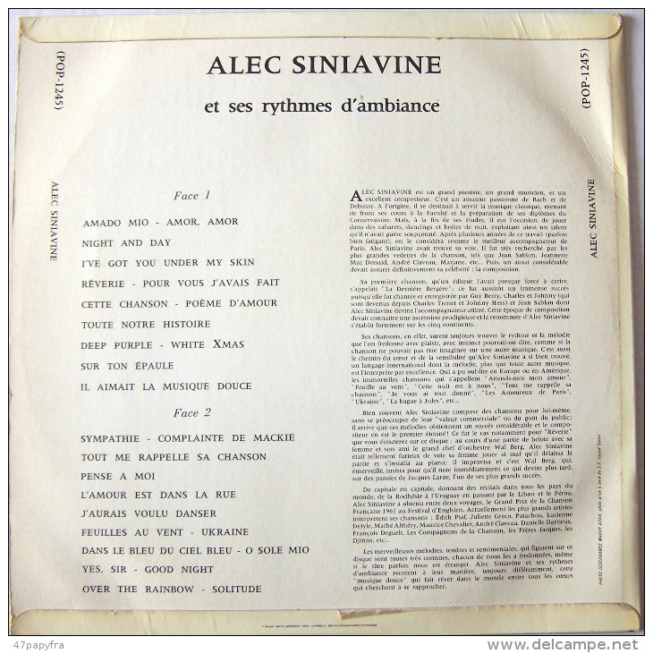 Alec SINIAVINE & Son Trio Deep PURPLE LP ORIGINAL BIEM Rêveries Au Piano - Nueva Era (New Age)