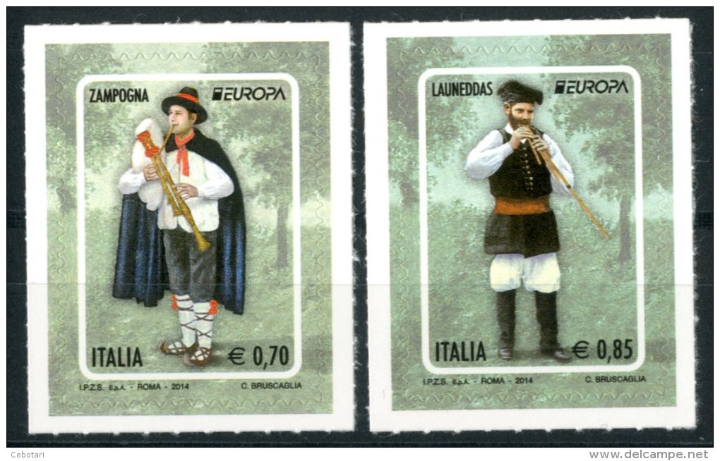 ITALIA / ITALY 2014** - Europa "Zampogna E Launeddas" - 2 Val. Autoadesivi Come Da Scansione - 2011-20: Mint/hinged