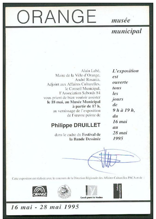 No PAYPAL !! : Druillet Salammbo Le Prêtre à ORANGE , XL Carton Invitation Expo Signé 1995 Éo NEUF - Druillet