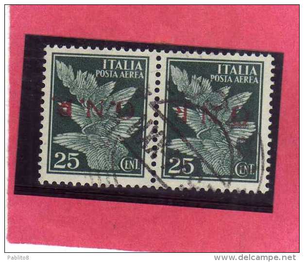 ITALIA REGNO ITALY KINGDOM 1944 RSI GNR REPUBBLICA SOCIALE POSTA AEREA AIR MAIL SOGGETTI ALLEGORICI CENT. 25 USATO USED - Correo Aéreo