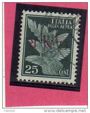 ITALIA REGNO ITALY KINGDOM 1944 RSI GNR REPUBBLICA SOCIALE POSTA AEREA AIR MAIL SOGGETTI ALLEGORICI CENT. 25 USATO USED - Correo Aéreo