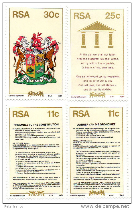1984 - Sud Africa - New Constitution - Unused Stamps