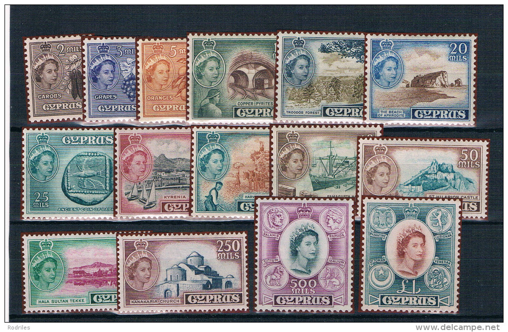 Chipre. Serie Completa  Ivert 156/170* Valor 115 Euros - Cyprus (...-1960)