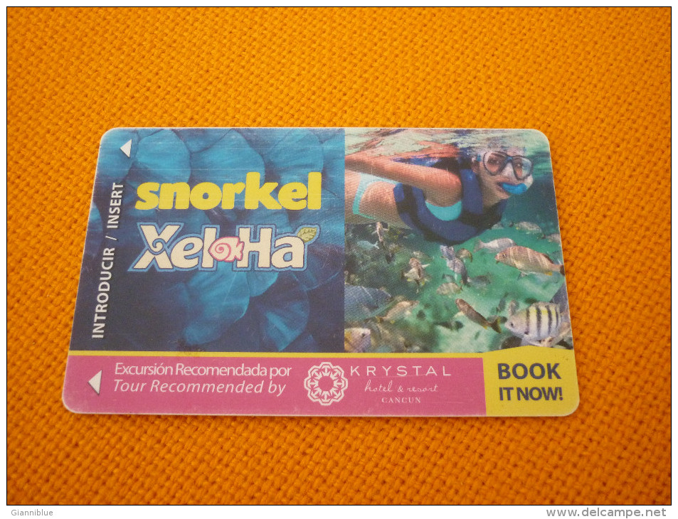 Dolphin/Fish/Snorkel/Scuba Diving - Mexico Cancun Krystal Hotel Mgnetic Key Card - Delfines