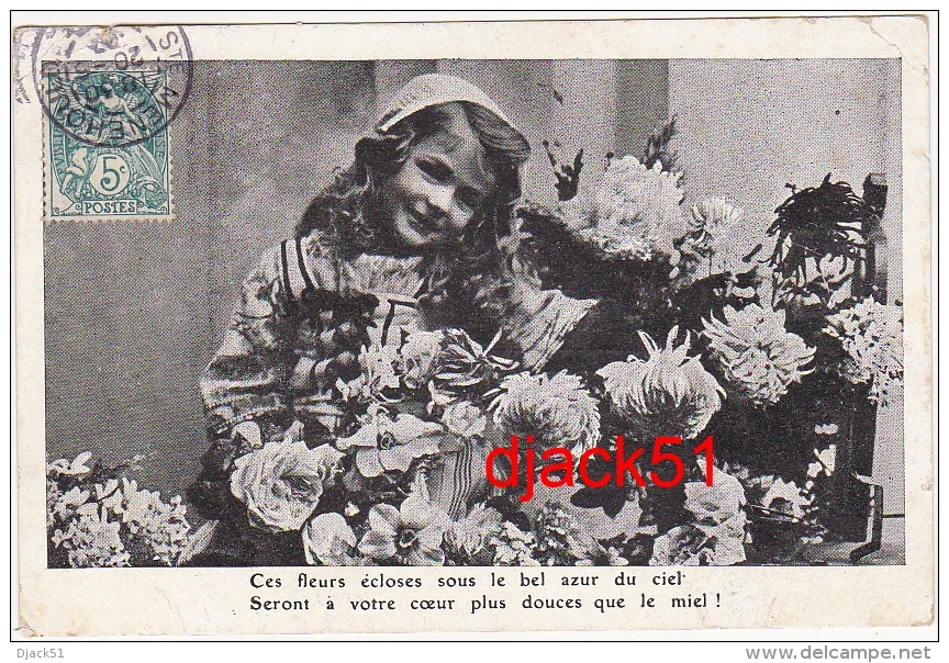 Lot / Série De 4 CPA / Fillette / Fleurs / 1907 - 1908 - Collections, Lots & Séries