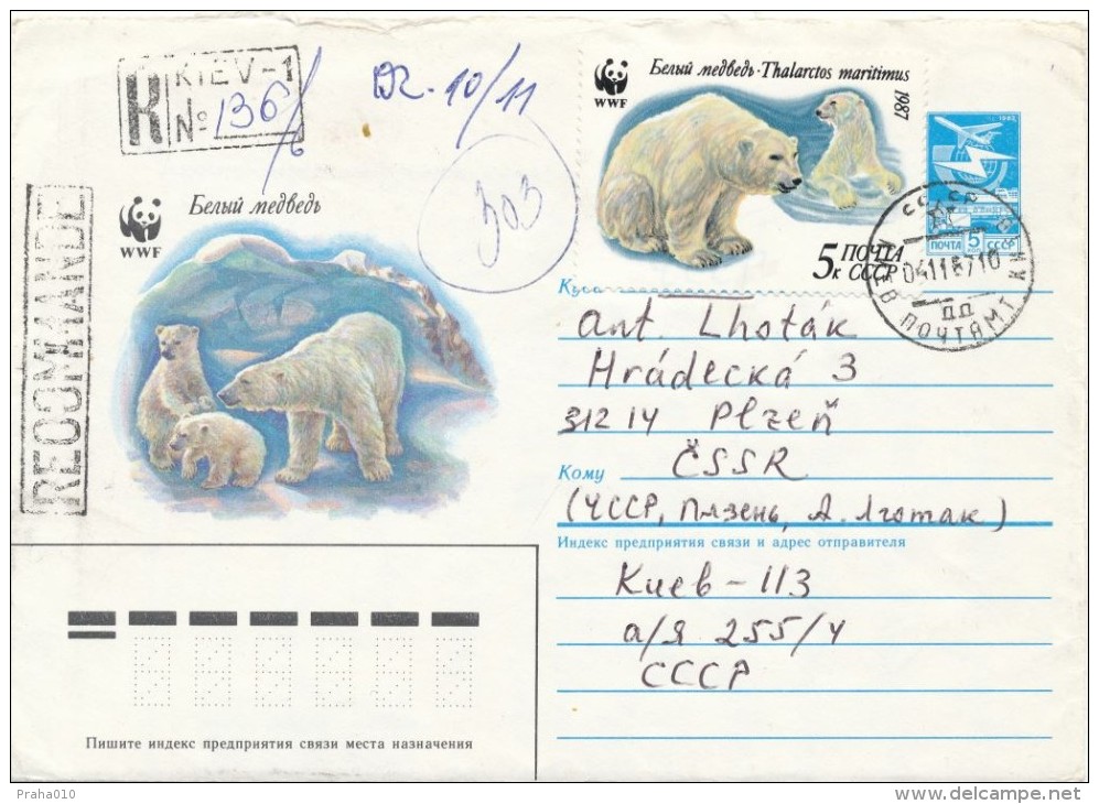 I6126 - USSR (1987) Kiev 1 - WWF (Thalarctos Maritimus), R-letter To Czechoslovakia - Storia Postale