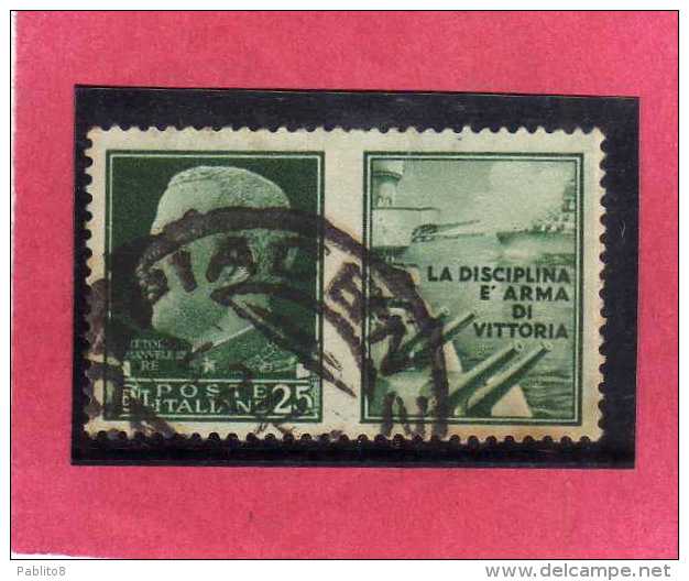 ITALIA REGNO ITALY KINGDOM 1942 PROPAGANDA DI GUERRA WAR PROMOTION CENT. 25 I TIPO USATO USED - Oorlogspropaganda