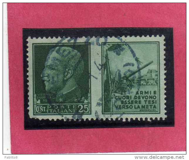 ITALIA REGNO ITALY KINGDOM 1942 PROPAGANDA DI GUERRA WAR PROMOTION CENT. 25 II TIPO USATO USED - Oorlogspropaganda