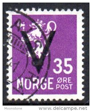 Norway 1941 V Overprint No Watermark 35 Ore Definitive, Fine Used (A) - Used Stamps