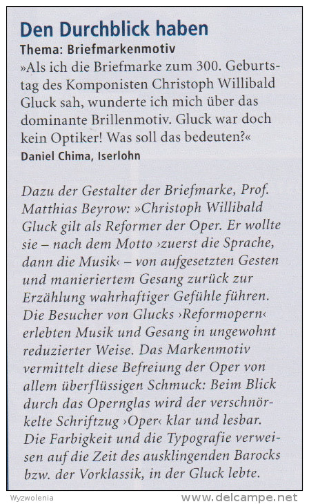 DV 2284) BRD MiNr 3092  **: Christoph Willibald Gluck , Komponist - Musik