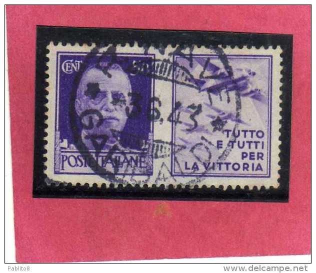 ITALIA REGNO ITALY KINGDOM 1942 PROPAGANDA DI GUERRA WAR PROMOTION CENT. 50 III TIPO USATO USED - Oorlogspropaganda