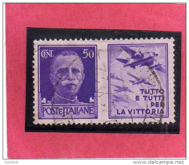 ITALIA REGNO ITALY KINGDOM 1942 PROPAGANDA DI GUERRA WAR PROMOTION CENT. 50 III TIPO USATO USED - Kriegspropaganda