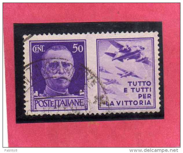 ITALIA REGNO ITALY KINGDOM 1942 PROPAGANDA DI GUERRA WAR PROMOTION CENT. 50 III TIPO USATO USED - War Propaganda