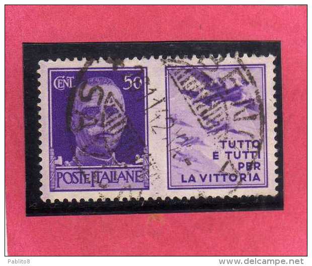 ITALIA REGNO ITALY KINGDOM 1942 PROPAGANDA DI GUERRA WAR PROMOTION CENT. 50 III TIPO USATO USED - War Propaganda